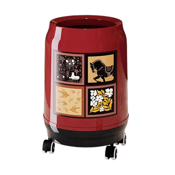 Contenedor de basura con ruedas, gran capacidad, decorativo, móvil, para almacenamiento Abierto S Rojo