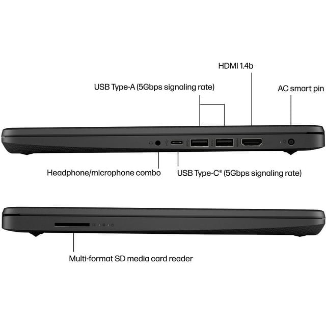 HP 14" HD (1366 x 768) Display Laptop, Intel Celeron N4120, 1.1GHz, 4GB Memory, 128GB eMMC, Windows 11 Home in S Mode, One Year Office 365 Included, Jet Black, 14-dq0761dx