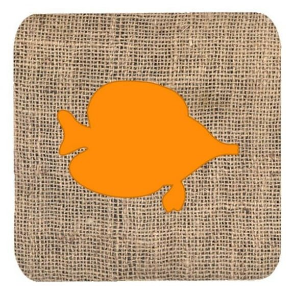 Fish - Tang Fish Burlap And Orange Foam Coasters - Set 4, 3.5 x 3.5 In.