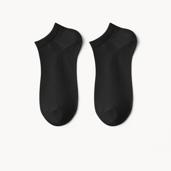 Gapacks Men's Ankle Socks, 5 Pack, Black, Free Size, Nylon Spandex Blend, Stretchy Durable Comfortable, Casual Everyday Socks for Home & Outdoor