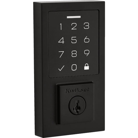 Kwikset 9270CNT-514S Contemporary SmartCode Touchpad Electronic Deadbolt SmartKey Matte Black Finish