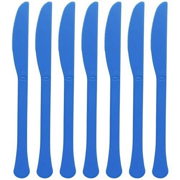 Amscan Premium Heavy Weight Disposable-Knives, Full Size, Bright Royal Blue