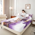 thumbnail image 4 of Homewish Geometric Stripes Twin Sheet Sets 3pcs for Female Men Adults,Abstract Gradient Ombre Marble Twin Fitted Sheet Microfiber,Vintage Aesthetic Breathable Flat Sheet,Super Cozy Room Decor, 4 of 7