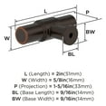 thumbnail image 6 of Amerock Faircrest 2 inch (51mm) Length Oil-Rubbed Bronze Cabinet Knob, 6 of 7