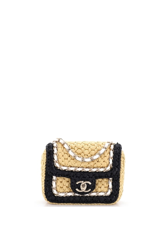 Pre-Owned Venice Beach Square Flap Bag Braided Raffia Mini By Rebag