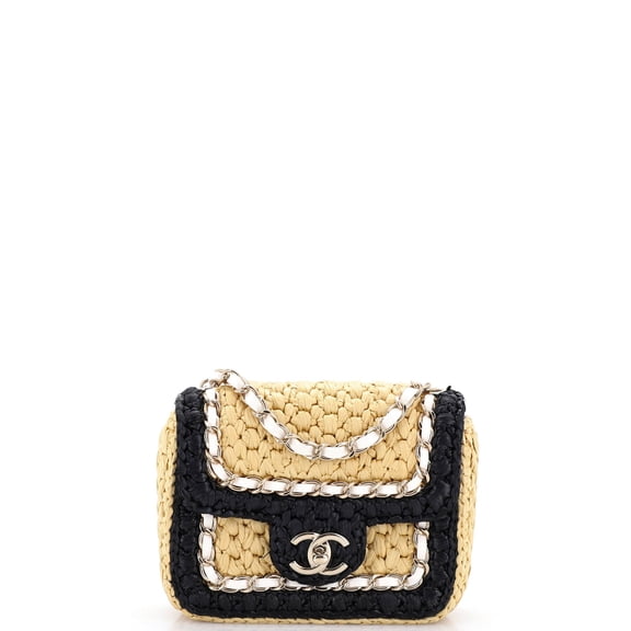 Pre-Owned Venice Beach Square Flap Bag Braided Raffia Mini By Rebag