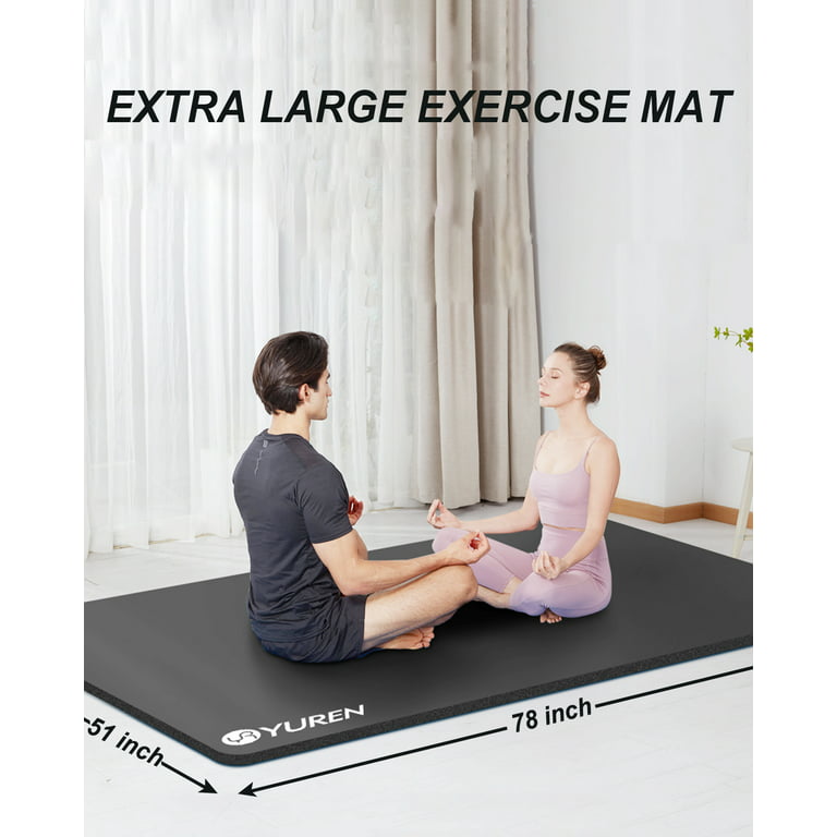 YUREN Exercise Mat 78x51 Extra Wide Large Yoga Mat Thick 10mm, Workout  Mat for Home Gym Pilates Floor Stretch, with Carrying Yoga Bag