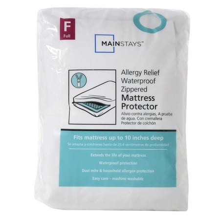 Mainstays Allergy Relief Waterproof Zippered Mattress Protector, Full