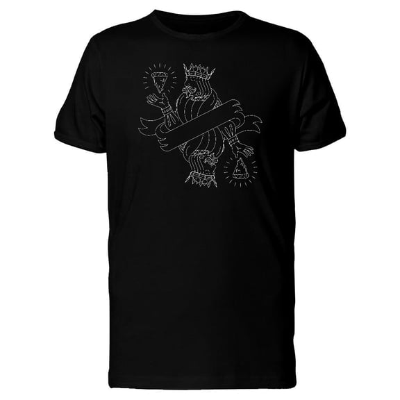White Outline King Of Pizza Tee Men's -Image by Shutterstock