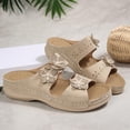 thumbnail image 6 of Bkhluea Women Wedge Slide Sandals Floral Appliqué Shoes Comfortable For Casual Home Travel Daily Outdoor Activities, 6 of 7