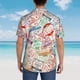 thumbnail image 4 of Balery Passport Stamp Camisas hawaianas de manga corta para hombre, camisas playeras de corte holgado, camisas de vacaciones con botones,Small, 4 of 7