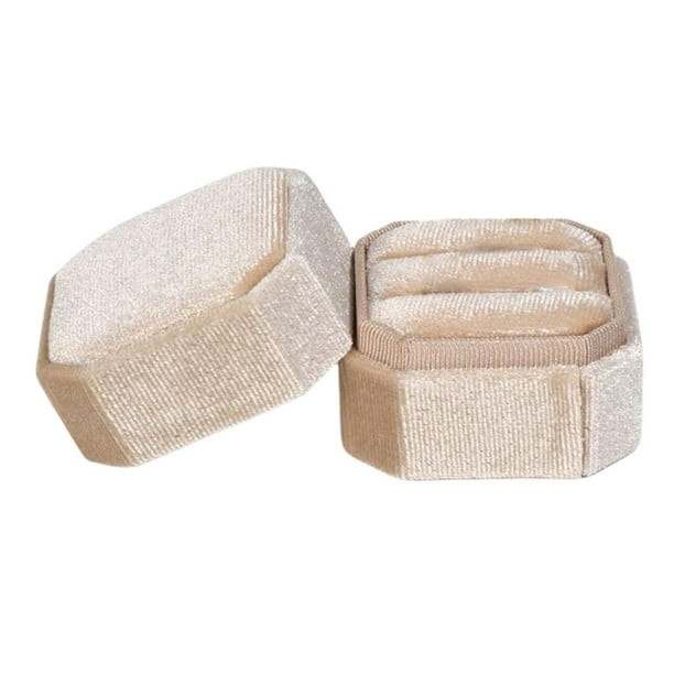 Caja octogonal de pana para anillos, porta anillos y pendientes para cumpleaños y bodas. 197x197x157 pulgadas