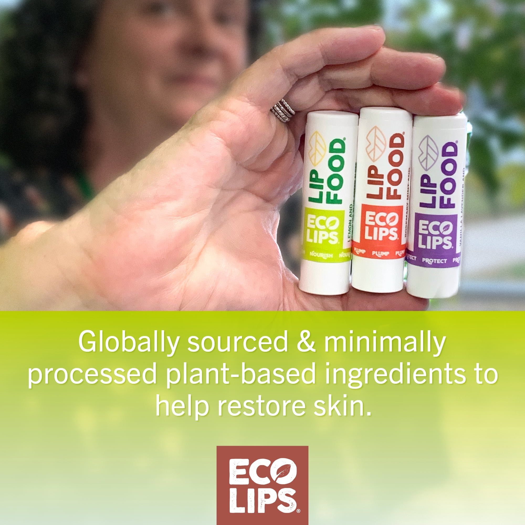 Eco Lips LIP FOOD Variety Organic Lip Balm, 3 Pack