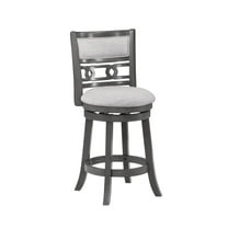 New Classic Furniture Gia 24" Wood & Fabric Swivel Counter Stool in Gray