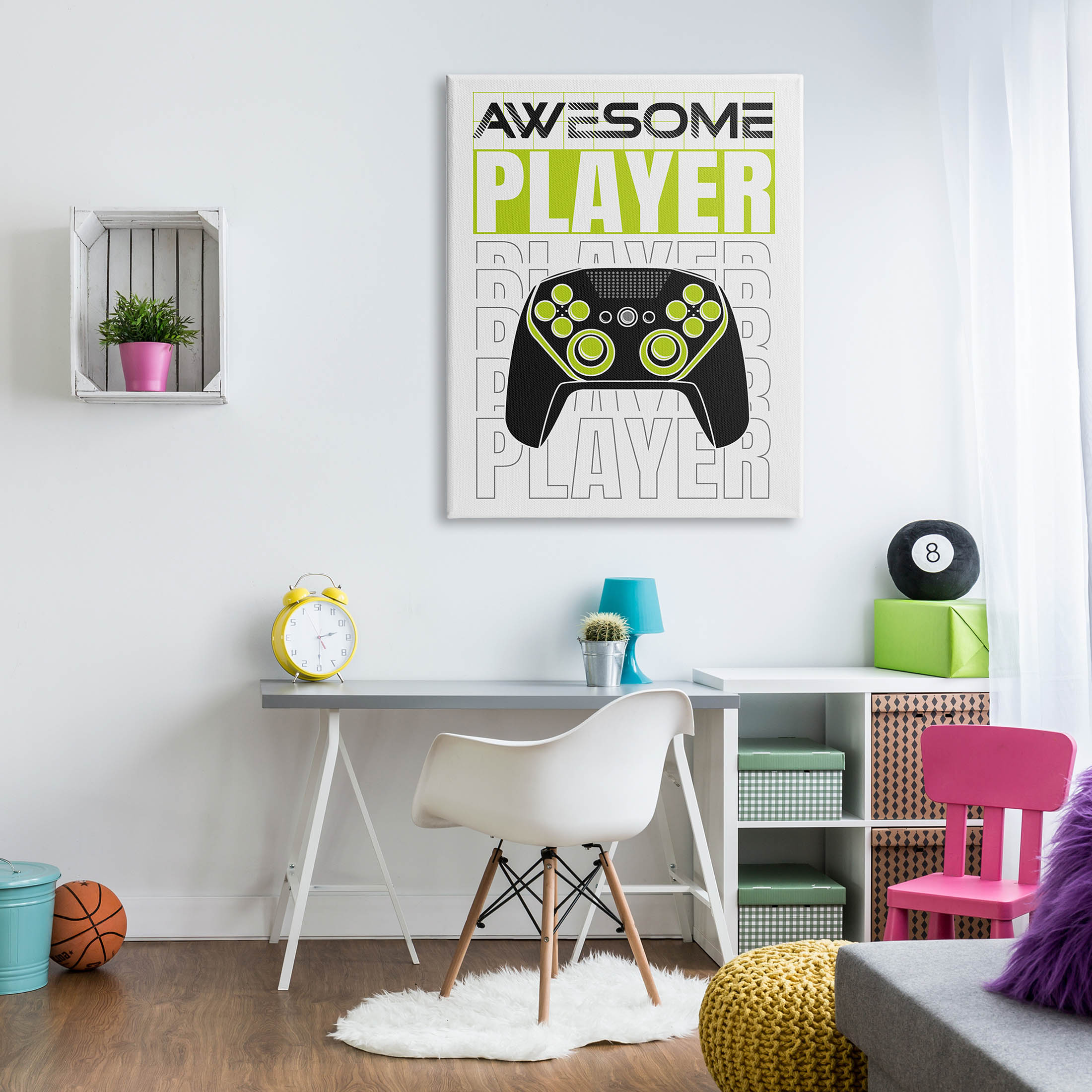 Awesome Player Gaming Controller Art for Kids Graphic Art Gallery Wrapped Canvas Print Wall Art