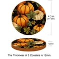 thumbnail image 3 of Thanksgiving Set of 6 Round Coasters, Microfiber Leather Drink Coasters for Cups, 4.3x4.3 Inch Table Coasters, Coaster Set for Home and Office, 3 of 6