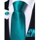 thumbnail image 4 of Set de Corbata Barry.Wang para Hombre en Seda Verde Azulado con Pañuelo y Gemelos, 4 of 5