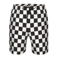 thumbnail image 4 of Kdxio Black and White Checkerboard Pattern Mens Casual Shorts - Drawstring Summer Beach Sports Shorts for Men, 4 of 9