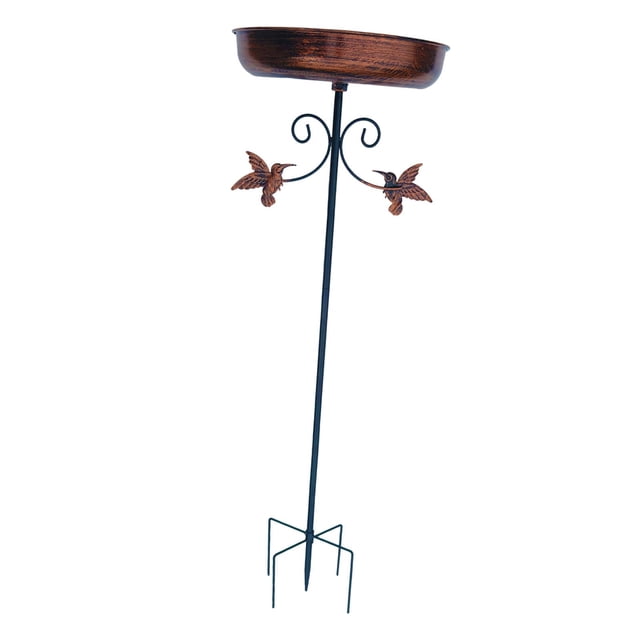 Comedero para pájaros de pie de hierro, fácil de montar, resistente, versátil para exteriores, con base de 5 puntas, 25 x 80 cm.