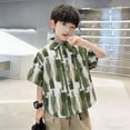 thumbnail image 5 of Twczz Boys Hawaiian Shirts with Pocket- Short Sleeve Summer Beach Casual Button Down Floral Shirts Green Size 12, 5 of 7