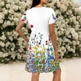 thumbnail image 5 of Gamivast Dresses for Women Short Sleeve V-Neck Babydoll Mini Dress Boho Floral Print A-Line Swing Sundress Casual Vacation Beach Cute Dress White L, 5 of 7
