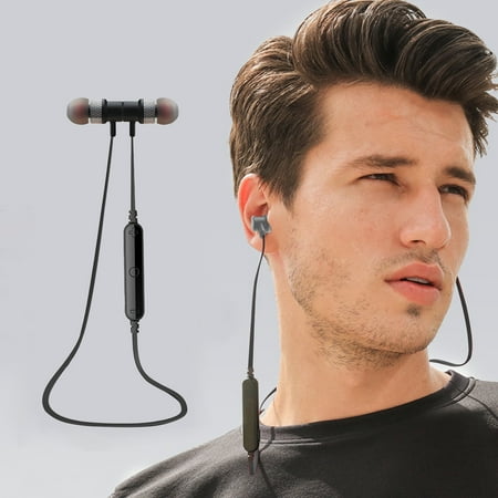 Yyeselk Sports Bluetooth Headset HiFi Sound Quality Hanging Neck Lightweight Magnetic Suction Function In-ear Type Remote Control Photo TPE Noodle Flat Line