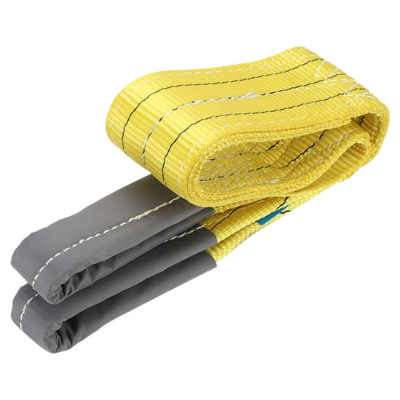 3"x3.3' Lift Strap 2-Ply Polyester Tie Down Web Straps 3000kg/6614lbs Capacity, 1 Pack, Yellow