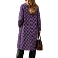 thumbnail image 4 of Hzzrkos Women's Polka Dot Long Coat, Lapel Collar Button Front Long Sleeve Casual Overcoat, Printed Lightweight Outerwear for Everyday Wear and Layering, 4 of 5