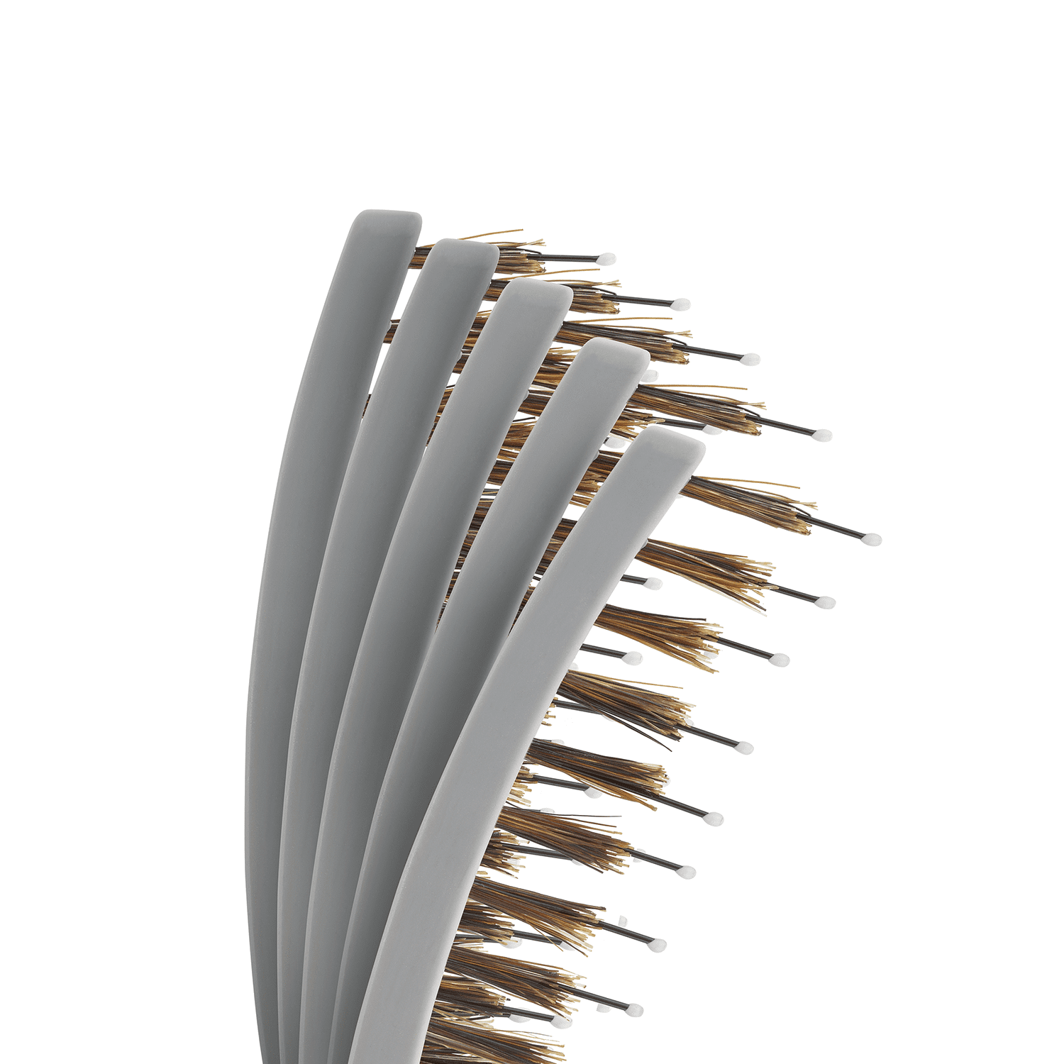 (4 pack) KareCo Tangle Buster Styler Salon Professional Flexible Paddle Brush, Grey, Mixed Bristles
