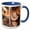 Blue/White, variant on 3drose, New Mexico, Santa Fe, Plaza, Cowboy Hat, Market - Us32 Rca0022 - Rob Casey, 11oz Two-tone Black Mug