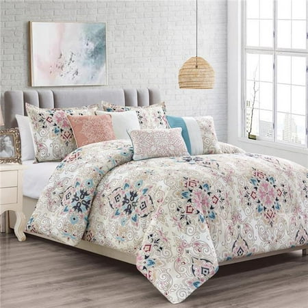 Elight Home 21787Q Quiana Comforter Set, Multi Color - Queen Size - 7 ...