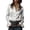 White, variant on Women's Satin Button Down Shirt, Long Sleeve Bell Sleeve Blouse, Elegant Solid Color Collared Top for Wrinkle Resistant Formal Office Wear and Daily Outfits Brown L