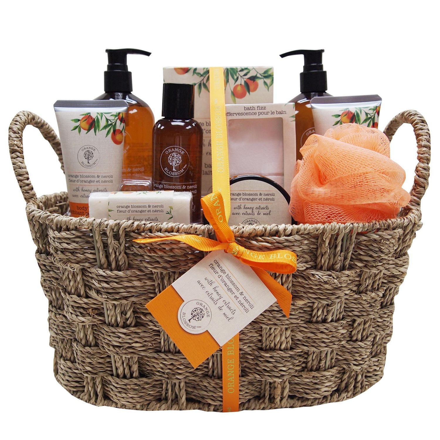 Orange Blossom 11 pieces Bath Set in Basket