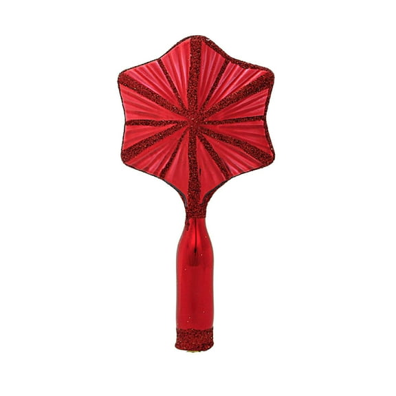Santa Land 5.00In Red Retro Mini Star Tree Topper, Glass, Czech Republic Radiant Glittered 23O20140