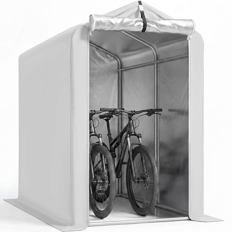 Vineego Outdoor Storage Shed, Waterproof Storage Shelter, Wind Resistant Tent with Roll-Up Zipper Door & Fixed Buckle, Outdoor Storage for Bikes, Motorcycle, Garden Tools & Equipment, White