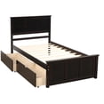 thumbnail image 3 of Twin Platform Bed With 2 Slidable Drawers In , Made From Solid Wood And For Use Rolling Color, Crafted Long-term, 3 of 7