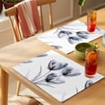 thumbnail image 4 of Light Grey Tulip Placemats Set of 8 Rustic Elegant Floral Botanical Place Mats Indoor Wipeable Table Mats Washable Cloth Dining Table Placemats for Kitchen Holiday Party Home Decor 13x19 Inch, 4 of 9