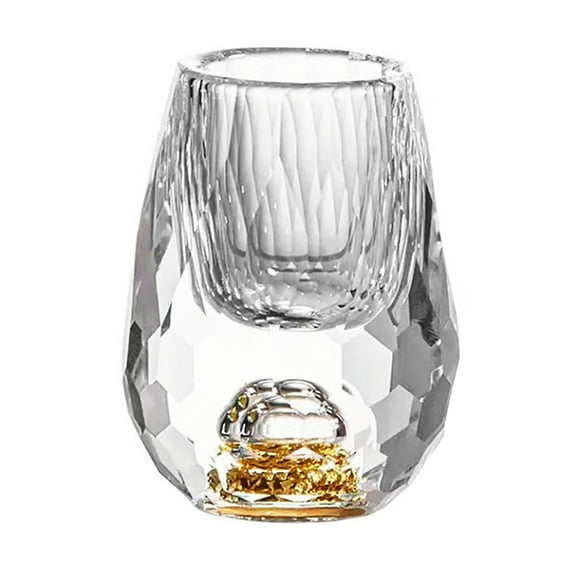Luxury Crystal Glass Vodka Glass Sake Shochu Glass Bar Liqueur Double Bottom Gold Foil Glass Tea Cup High-end Gifts Hard Liquor onesize