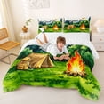 thumbnail image 3 of Catabedysis Watercolor Camping Full Size Comforter Sets,Mountain Tent Print Bedding Comforter Set For Boys,Multicolor,Reversible,3 Pieces,1 Comforter and 2 Pillowcases, 3 of 7