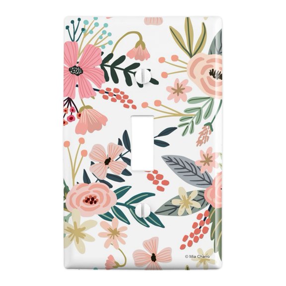 Flowers in a French Garden Plastic Wall Decor Toggle Light Switch Plate Cover