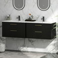 thumbnail image 4 of 30" Bathroom Vanity Cabinet with Sink, Wall Mounted Floating Bathroom Vanity with 2 Big Drawers and Gold Metal Handles, Black, 4 of 9