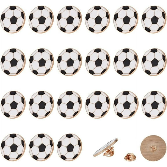 24pcs Alloy Brooches Enamel Pins for Backpack Cloth Football 25x2mm