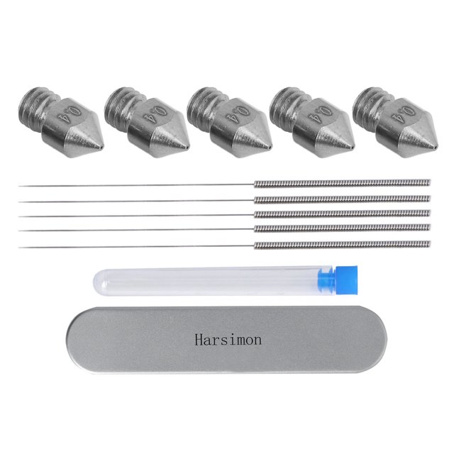 Kit de 12 agujas de limpieza para boquillas de extrusor MK8, robustas, para impresora 3D, diámetro de 0,4 mm, rosca macho M6.