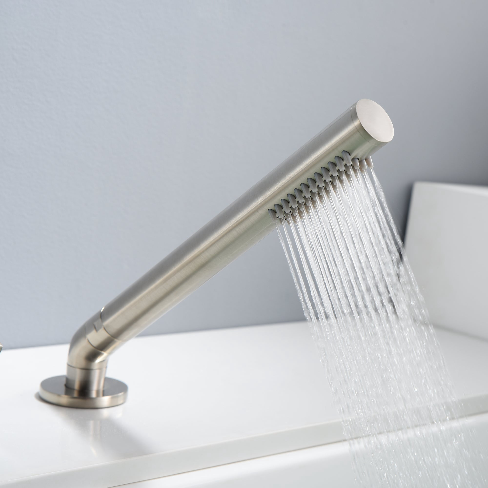 Sumerain Waterfall Roman Tub Faucet with Diverter Brushed Nickel, High Flow Waterfall Tub Filler