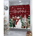 thumbnail image 4 of Red Christmas Snowman Shower Curtain, Snowflake Xmas Trees Black Buffalo Plaid Waterproof Washable Boho Funny Cute Shower Curtains Set for Bathroom Farmhouse Bathtubs Decor with Hook, 72"Wx72"L, 4 of 7