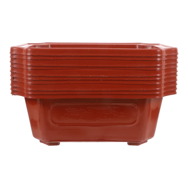 10pcs Bonsai Pots Vintage Style Plastic Bonsai Plants Growing Pot Rectangular Classical Flower Pot