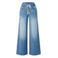 thumbnail image 4 of Womens Jeans Solid Color Effortless Everyday Casual Pants Comfortable Fit Work Weekend Wear Blue L, 4 of 4