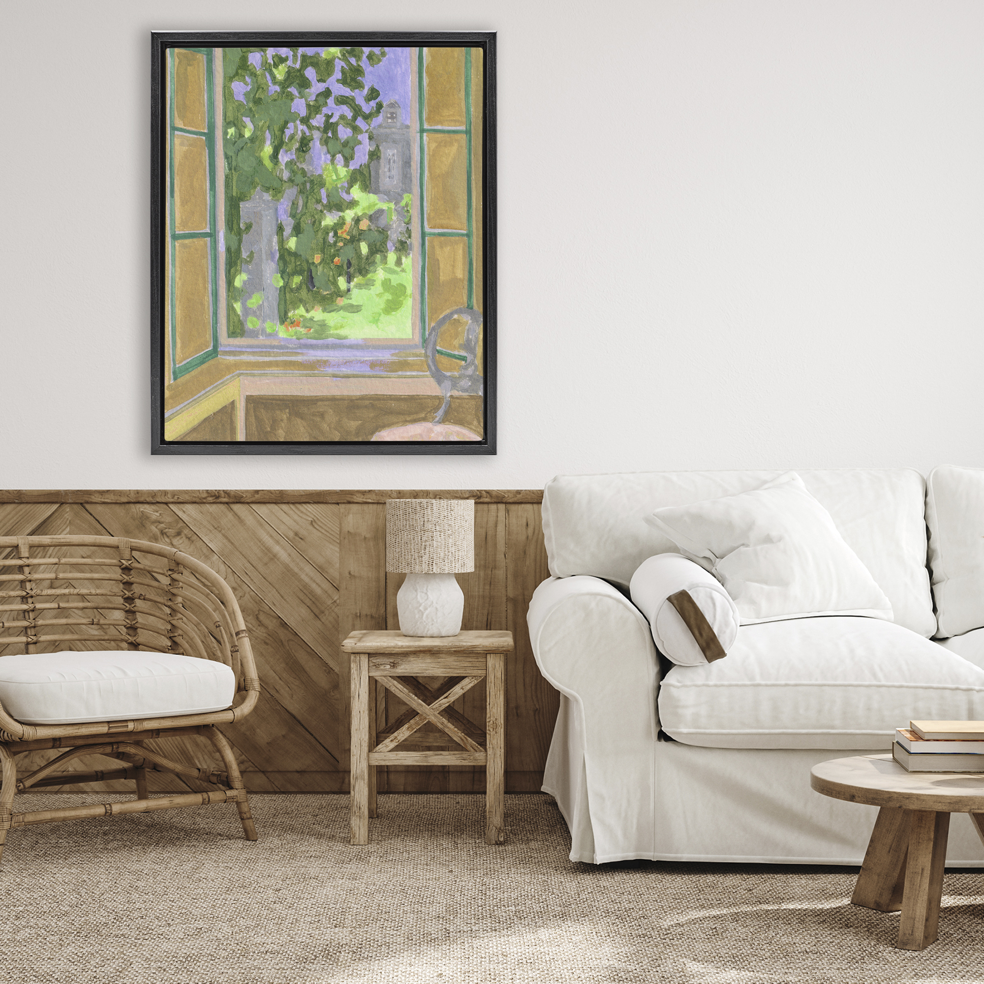 Seat For Spring Expression Black Framed Floater Canvas Wall Art, design by Melissa Wang