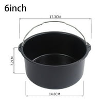 5 6 7 8 9 Inch Non-Stick Air Fryer Cake Barrel Baking Pan - Carbon Steel Round Tray with 1.3L Capacity - Easy Release & Clean - Black Frying Basket for 2-3 People