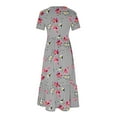thumbnail image 4 of Jusqu'à 65 % de Réduction! Robes de Mode d'Été pour Femmes 2024 Grande Taille Manches Courtes Col Rond Ample Imprimé Couleur Longue Robe, 4 of 4